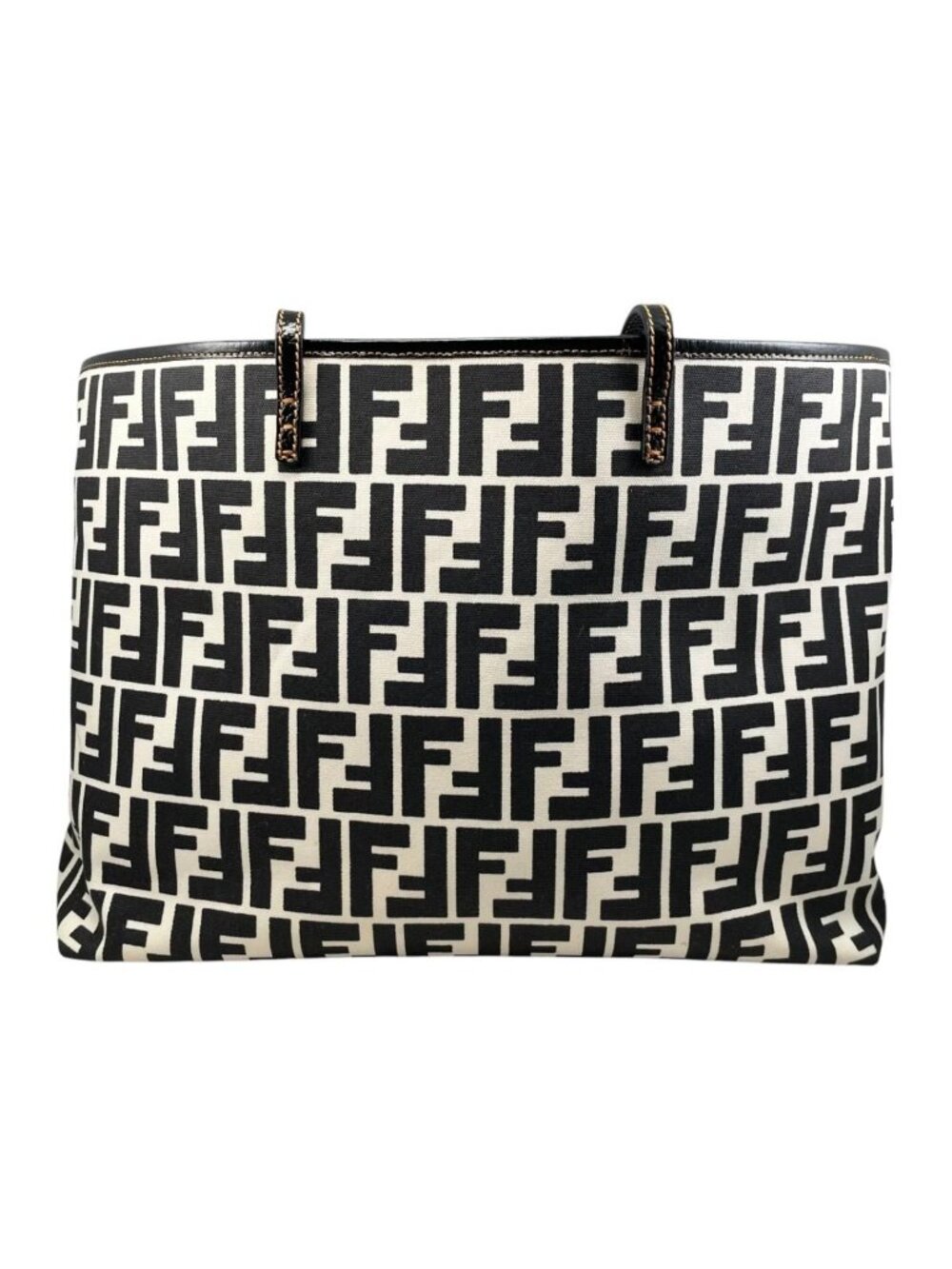 Fendi Tote Bag FF Jacquard Large Canvas Logo White Black Blue